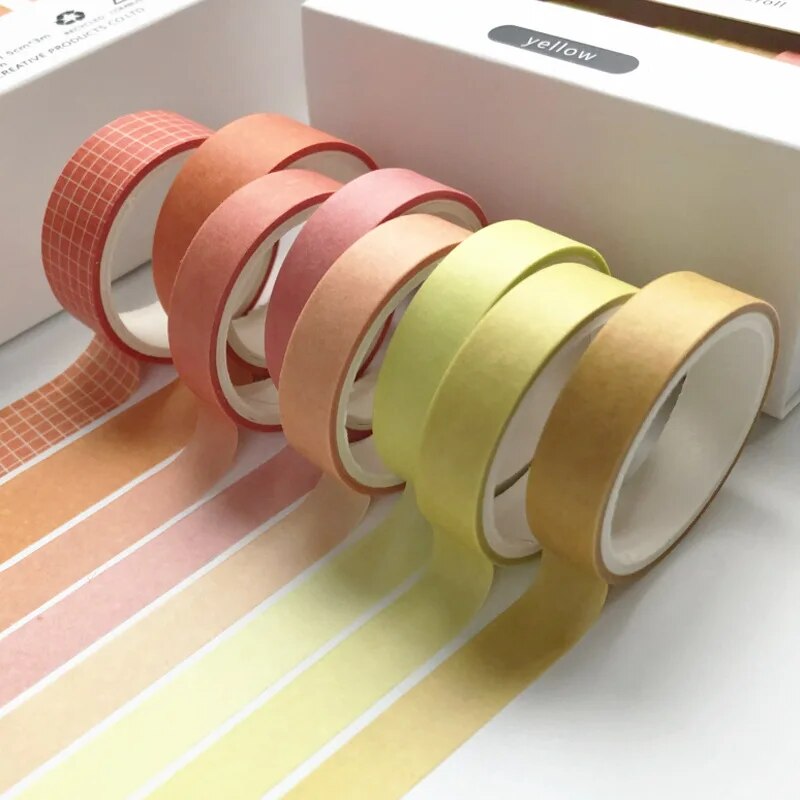 8Pcs Pure Color Basic Style Decoration Washi Masking Tape Creative Scrapbooking Stationary School Supplies