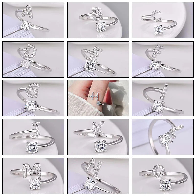 Open Finger Rings A-Z Initials Name Alphabet Female Creative Ring