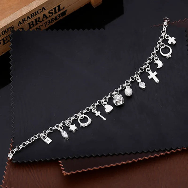 925 Sterling Silver Fashion 13pcs Pendant Chain