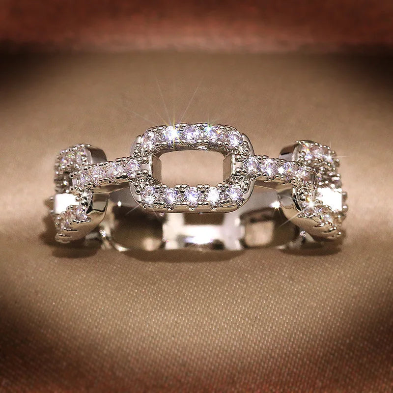 Chain Ring with Bling Zircon Stone