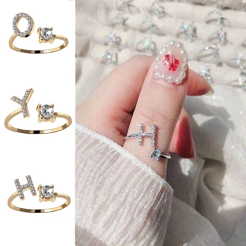 Open Finger Rings A-Z Initials Name Alphabet Female Creative Ring