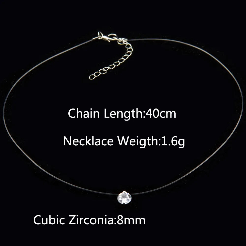 Necklace Silver Plated Invisible Chain Women