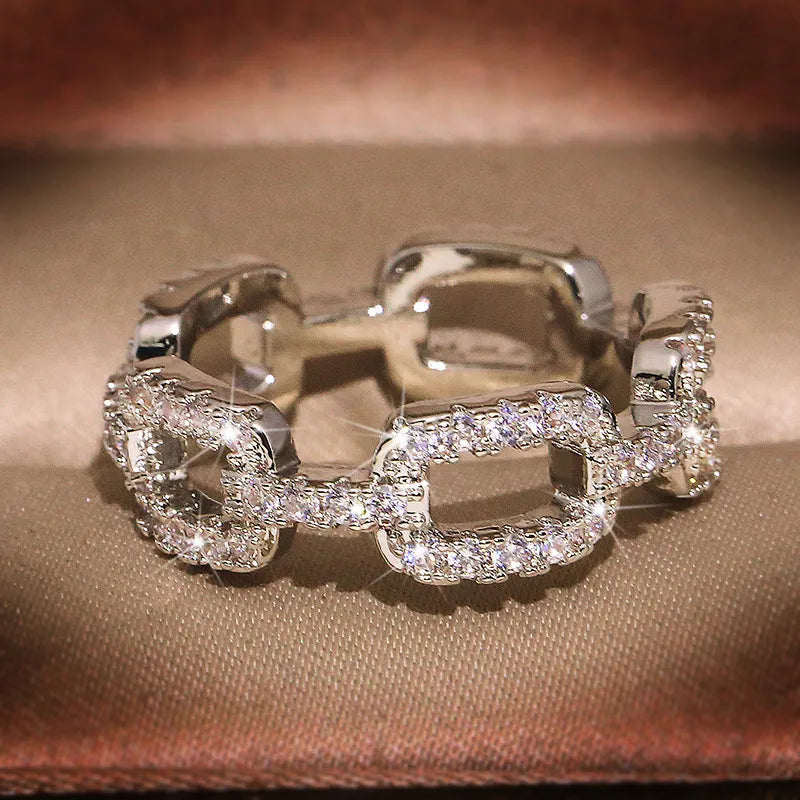 Chain Ring with Bling Zircon Stone