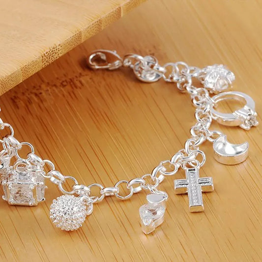 925 Sterling Silver Fashion 13pcs Pendant Chain