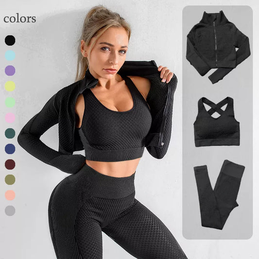 3PCS Seamless Women Yoga Set