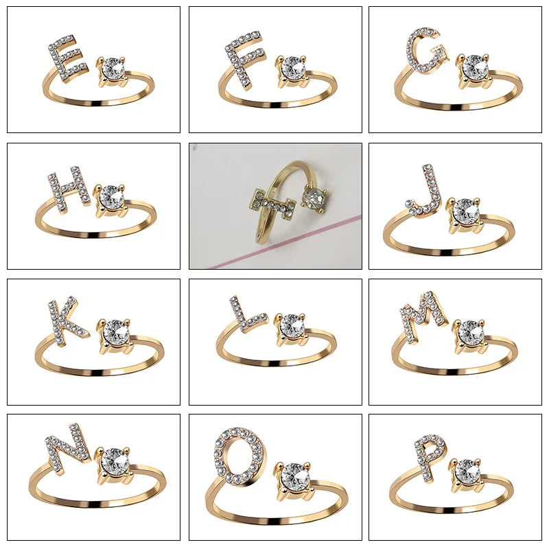 Open Finger Rings A-Z Initials Name Alphabet Female Creative Ring