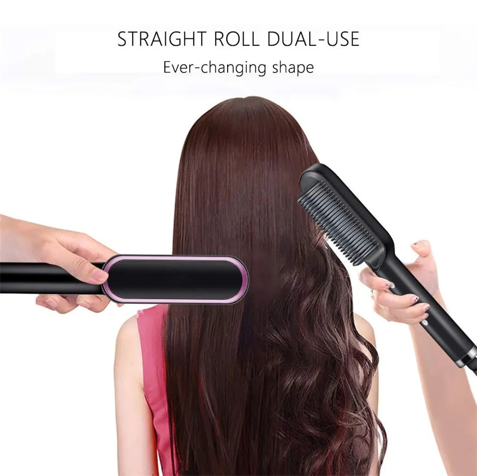 Hair brush hot air comb straightening