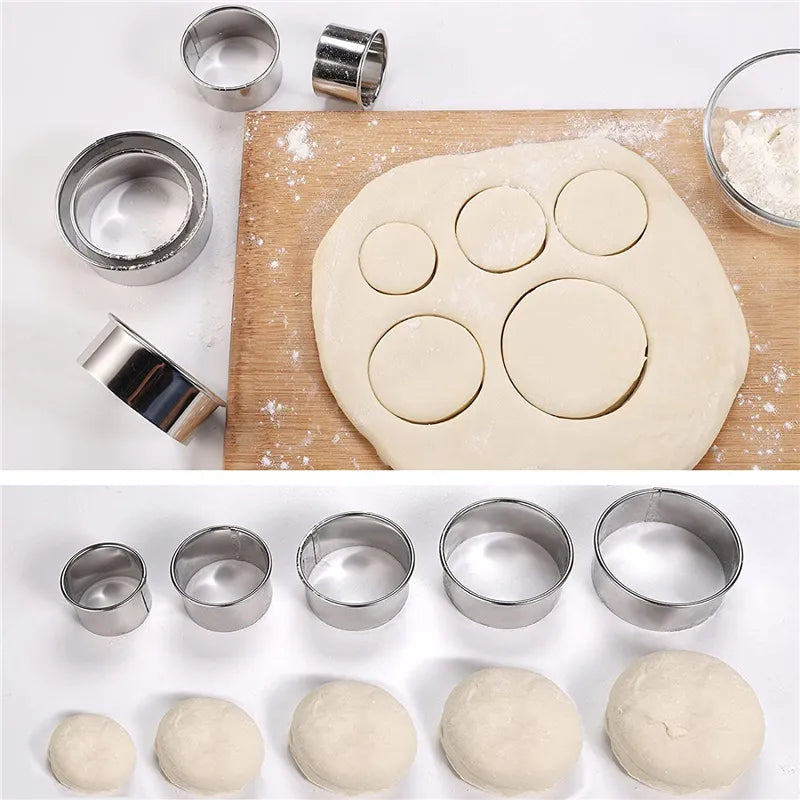 5PCS Round Stainless Steel Biscuit Mold