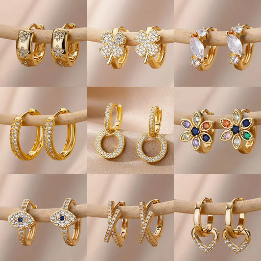 Zircon Round Hoop Earrings