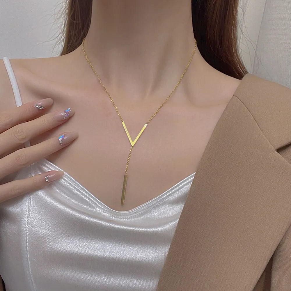 V-shaped Long Necklace