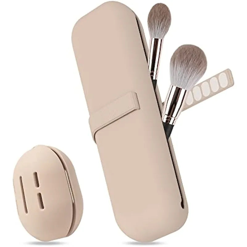 Travel Makeup Brush Holder, Silicone Cosmetic Brushes Bag