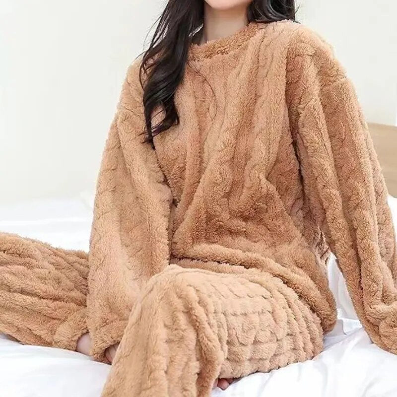 Autumn Women Solid Warm 2 Piece Set