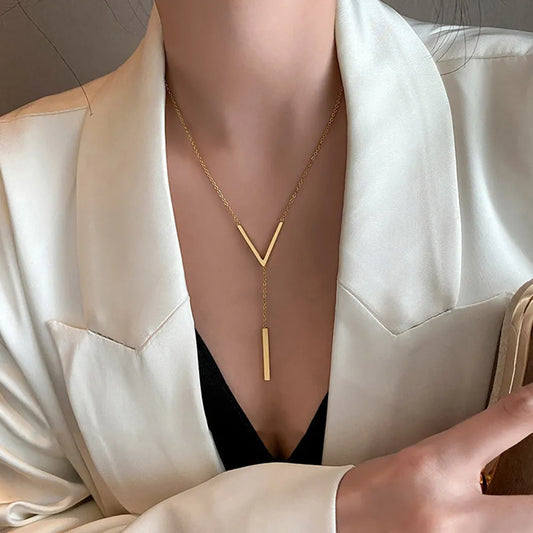 V-shaped Long Necklace