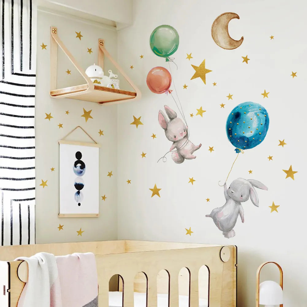 Cartoon Bunny Balloon Wall Sticker