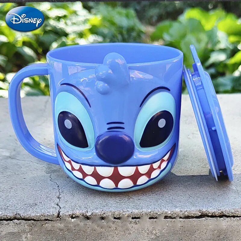 Disney Mickey Stitch kids Cup With Lid Milk Mug Frozen Elsa 3D Cartoon Home Drinking Cup Mouth Brushing Cup Children's Water Cup