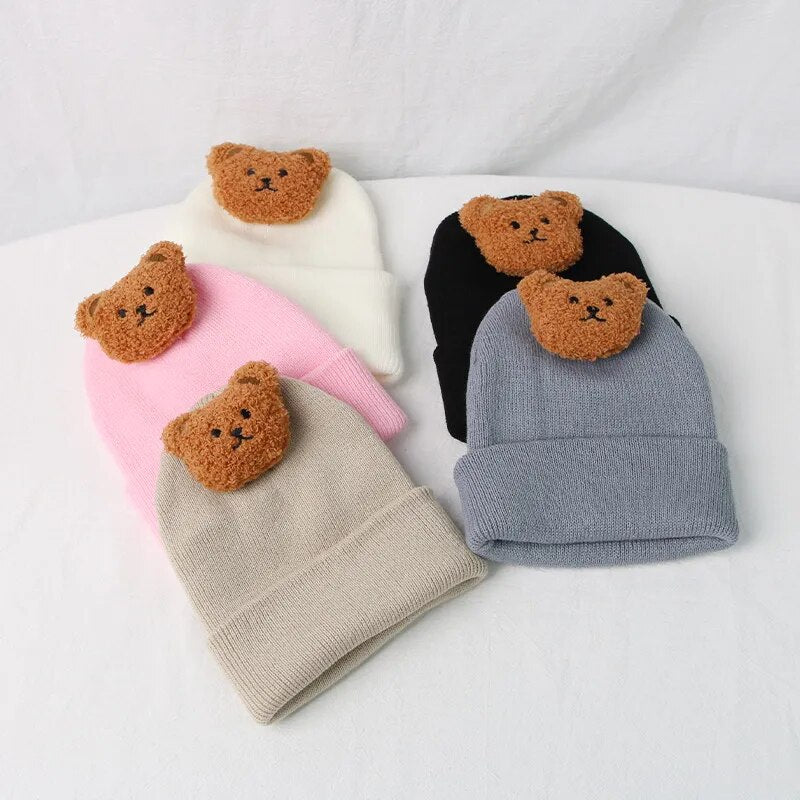 Cartoon Bear Baby Hat Knitted Baby Boys Girls Hat Winter Warm Cute Animals Toddler Kids Cap Beanies Bonnet 모자