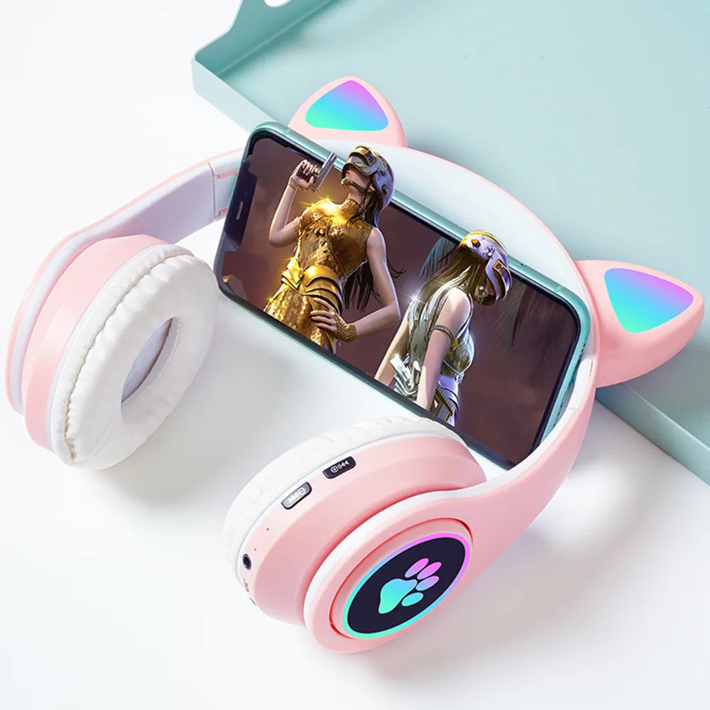 Bluetooth Wireless Headphones Cat Ear Glow Light