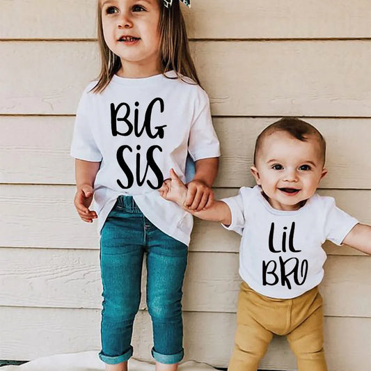 Big Sister Little Brother Twins Kids Tshirt