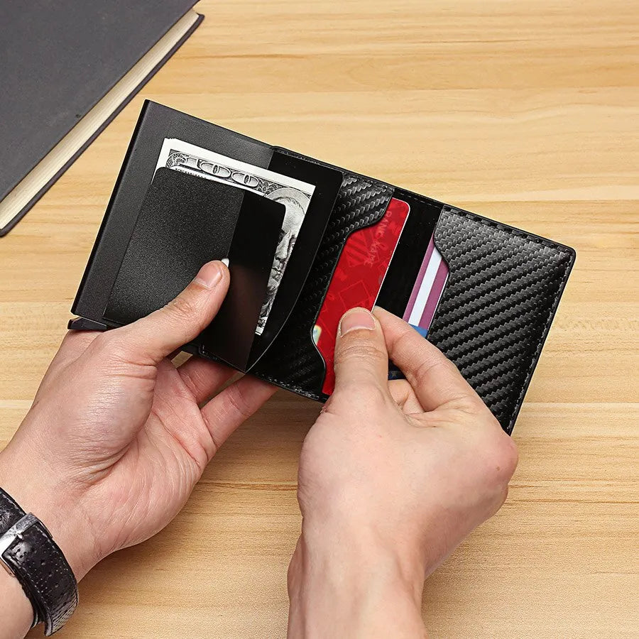 Rfid Aluminum Men Wallet Card Holders Purse Carbon Fiber