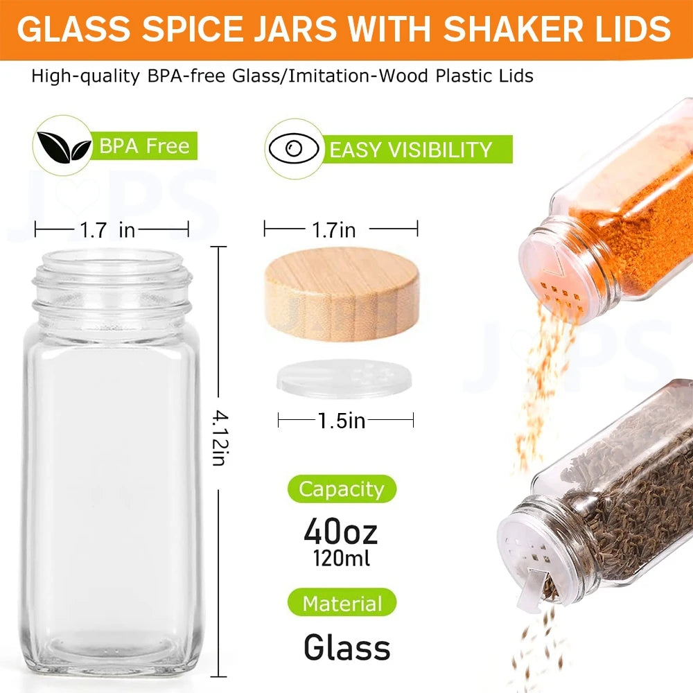 5/12Pcs Glass Spice Jars with Bamboo Lid