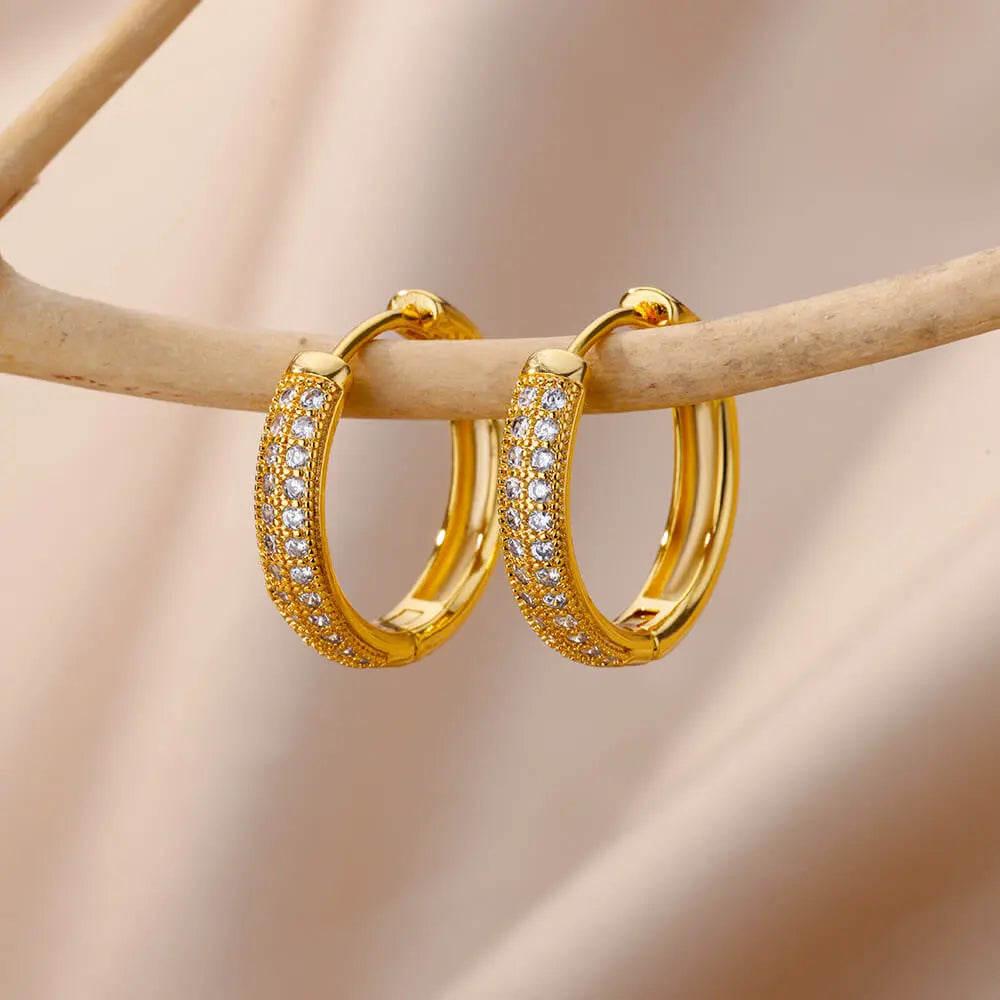 Zircon Round Hoop Earrings