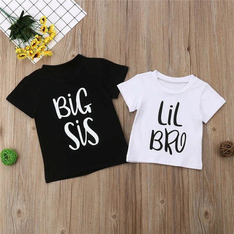 Big Sister Little Brother Twins Kids Tshirt