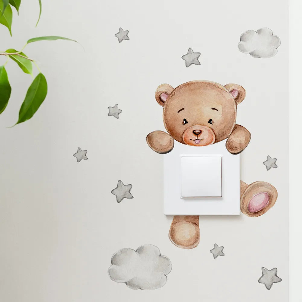 Cartoon Bear Star Switch Sticker