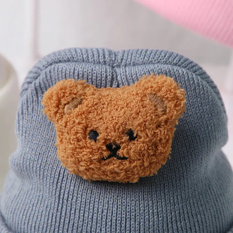 Cartoon Bear Baby Hat Knitted Baby Boys Girls Hat Winter Warm Cute Animals Toddler Kids Cap Beanies Bonnet 모자