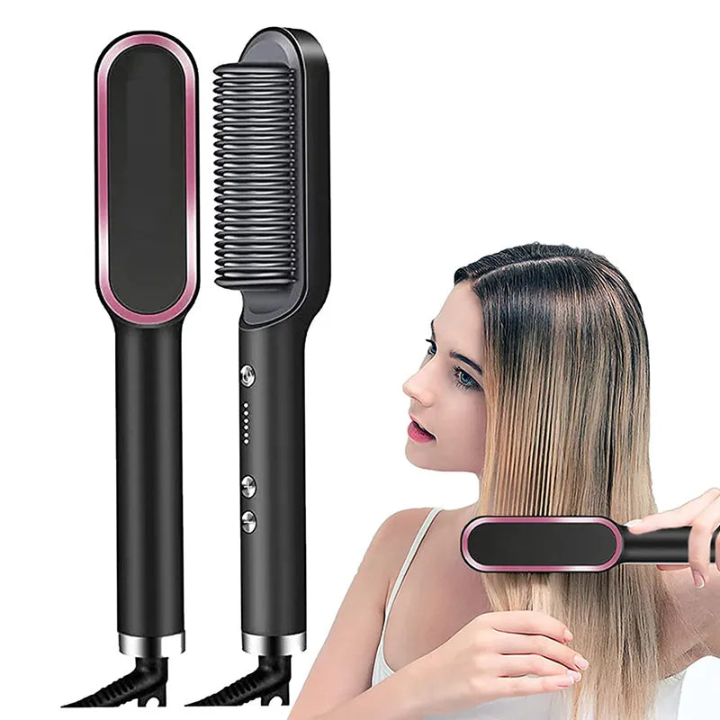 Hair brush hot air comb straightening