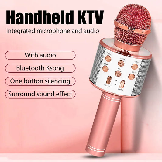 Microphone for Kids Singing 5 in 1 Wireless Bluetooth Microphone with LED