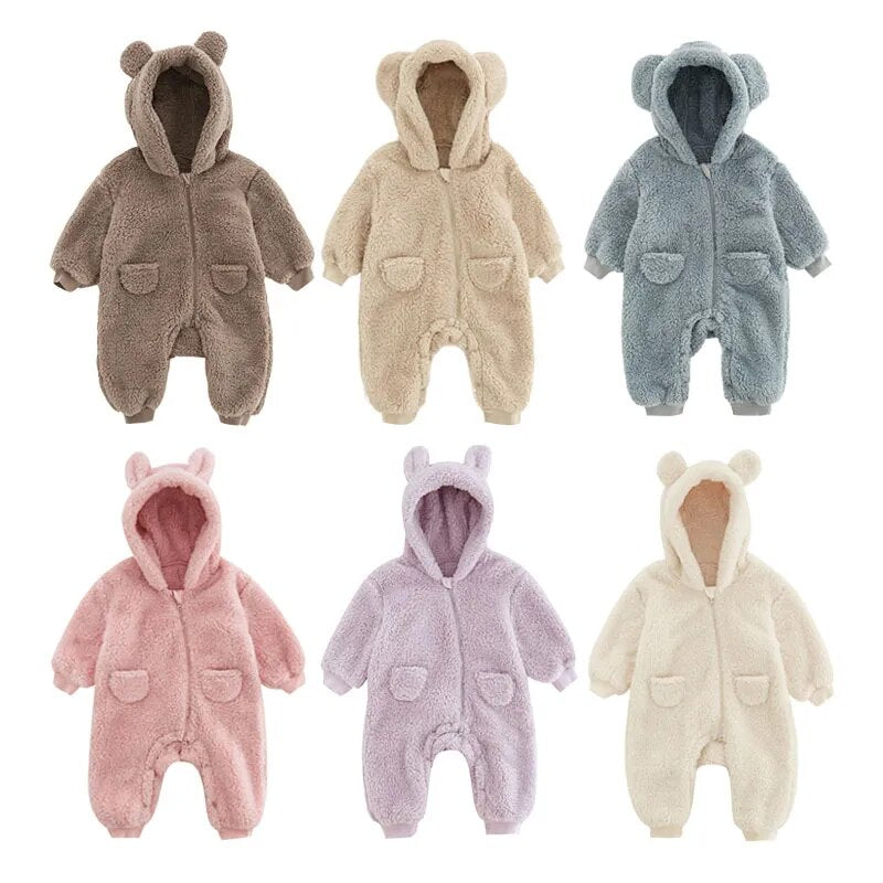 0-2Y Newborn Baby Rompers Spring Autumn Warm Fleece