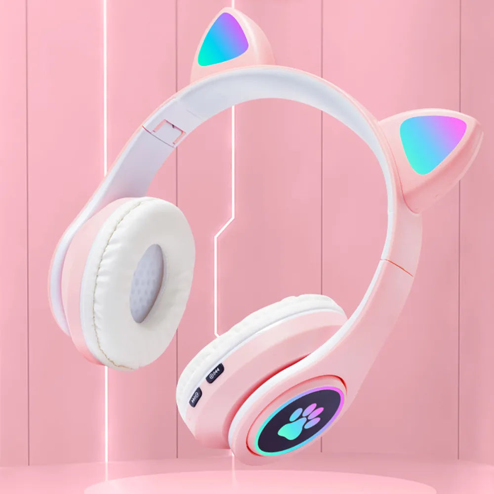 Bluetooth Wireless Headphones Cat Ear Glow Light