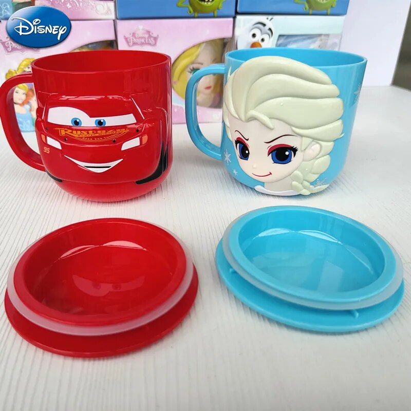 Disney Mickey Stitch kids Cup With Lid Milk Mug Frozen Elsa 3D Cartoon Home Drinking Cup Mouth Brushing Cup Children's Water Cup