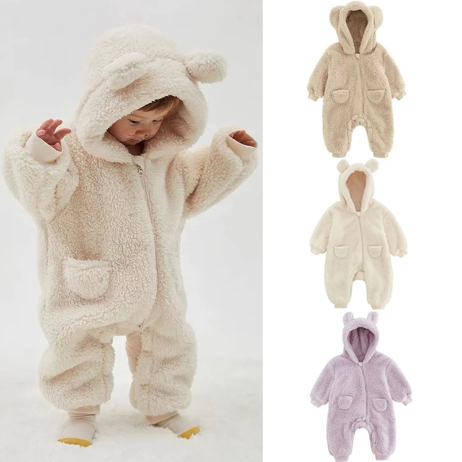 0-2Y Newborn Baby Rompers Spring Autumn Warm Fleece