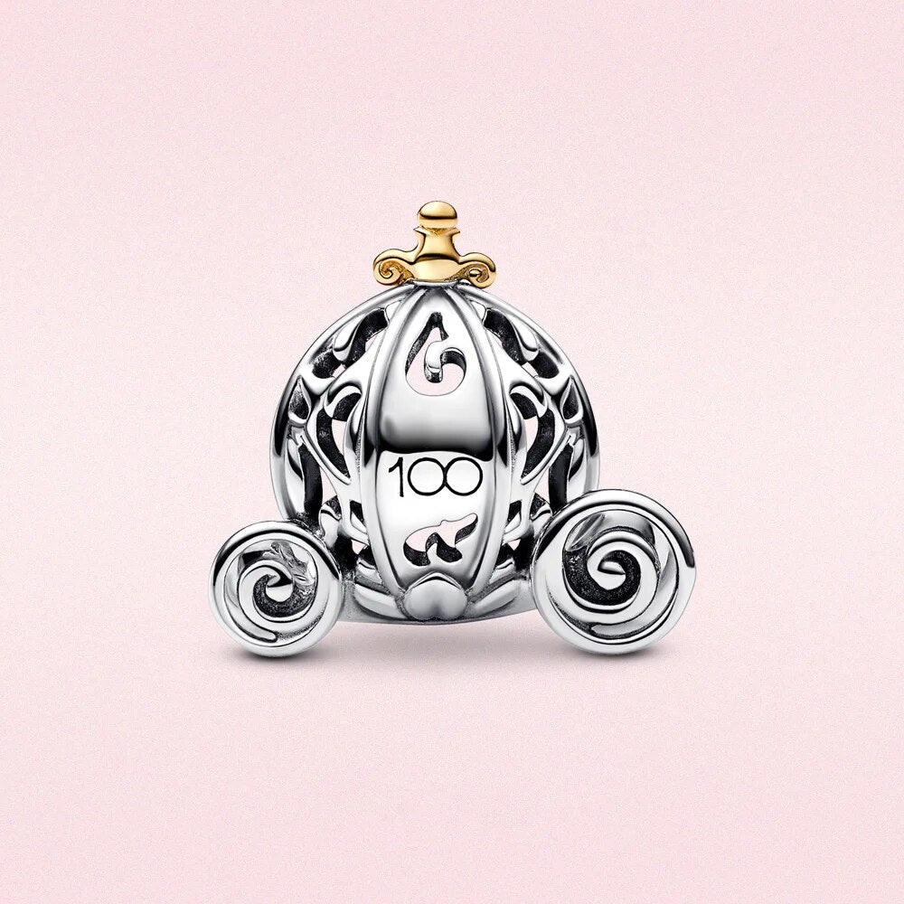 925 Silver Plated Charm 100th Anniversarypendant Fit Original Pan Bracelet Pumpkin Car Fashion Women Gift