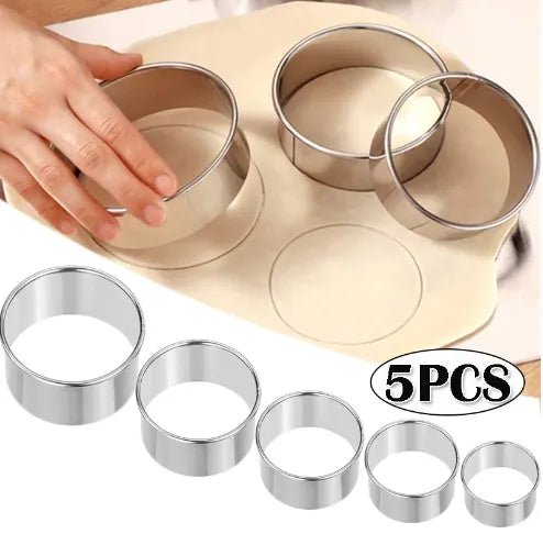 5PCS Round Stainless Steel Biscuit Mold