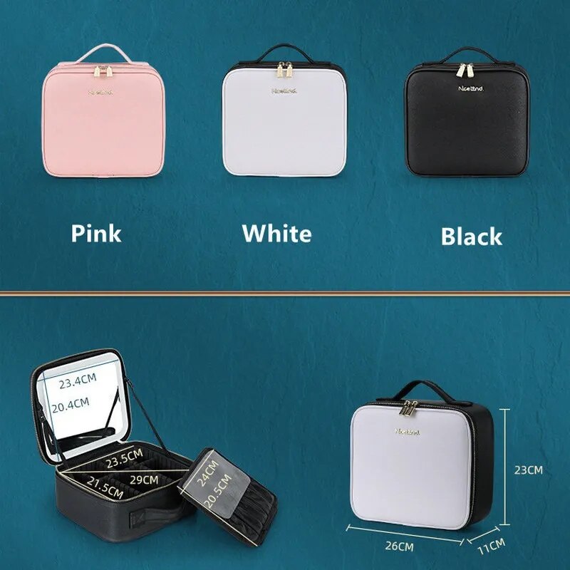 LED Lighted Cosmetic Case with Mirror