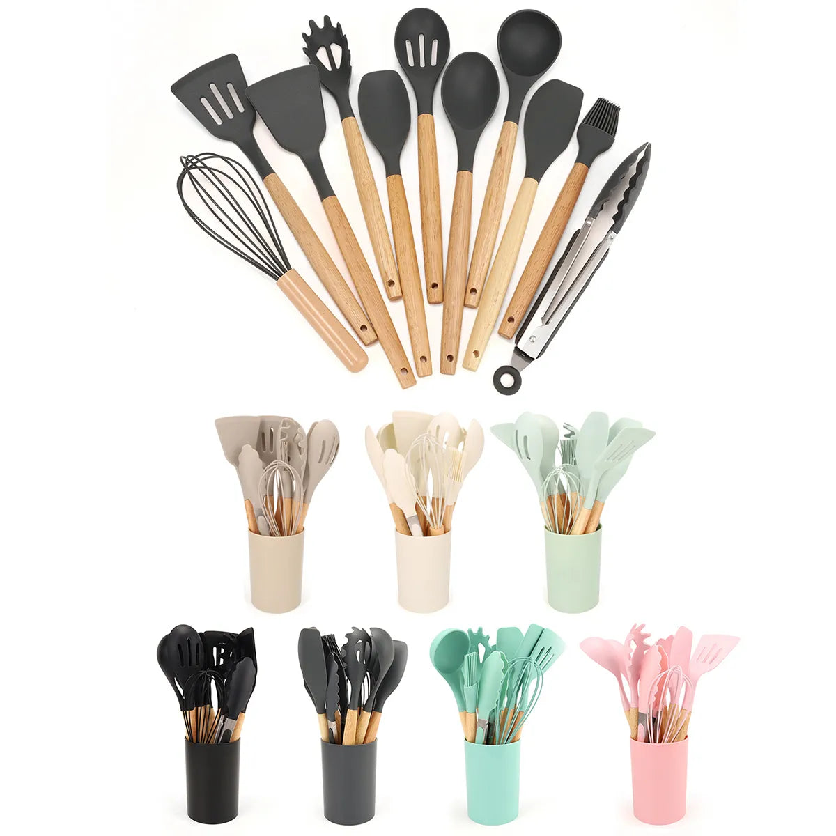 12Pcs Silicone Kitchen Utensils