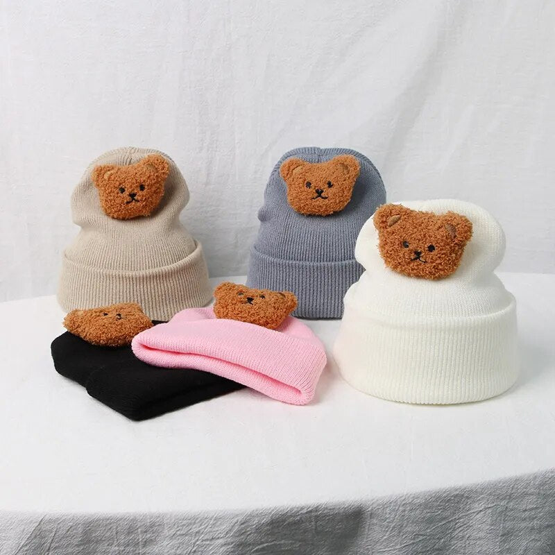 Cartoon Bear Baby Hat Knitted Baby Boys Girls Hat Winter Warm Cute Animals Toddler Kids Cap Beanies Bonnet 모자