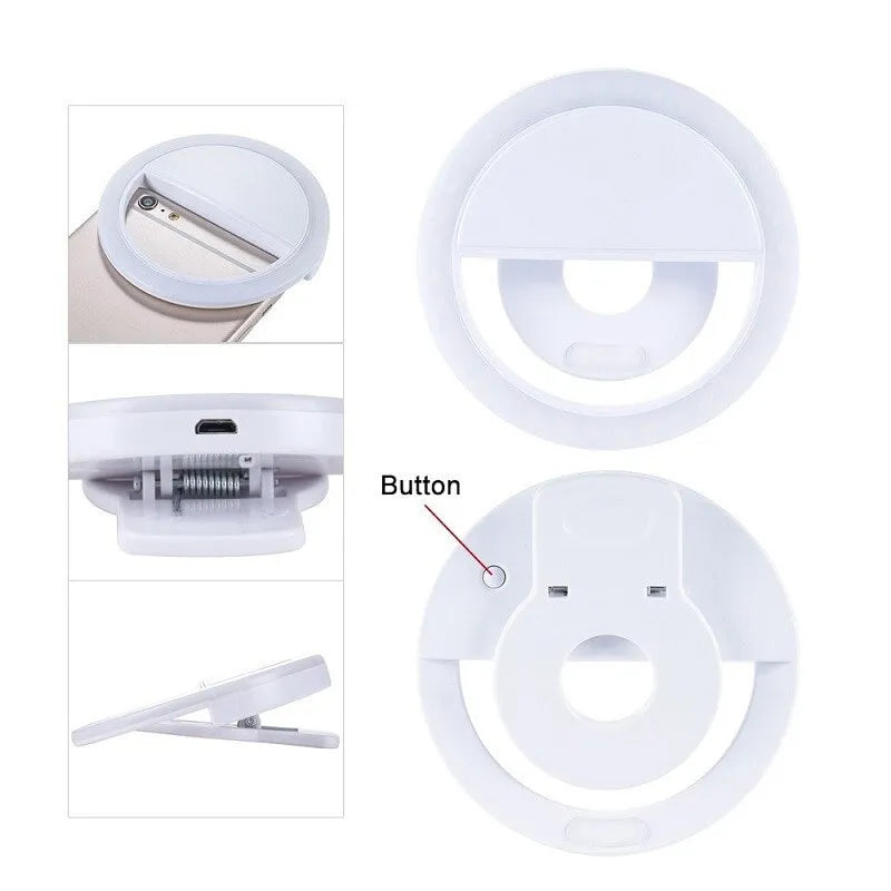 LED Light Ring with USB Phone Charger Selfie Light Compatible with iPhone Samsung Xiaomi Poco