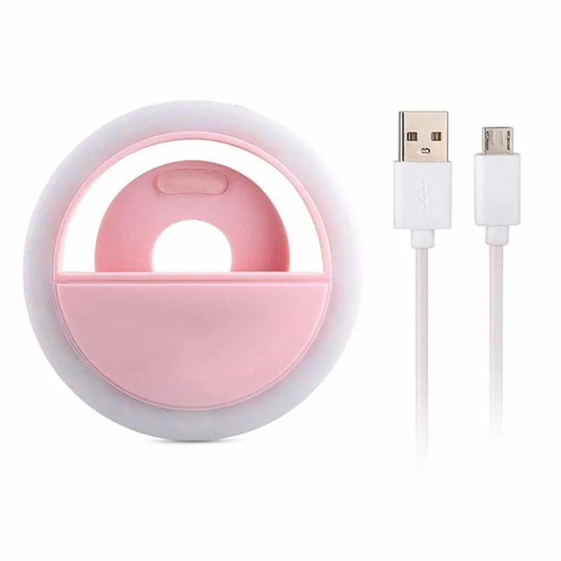 LED Light Ring with USB Phone Charger Selfie Light Compatible with iPhone Samsung Xiaomi Poco