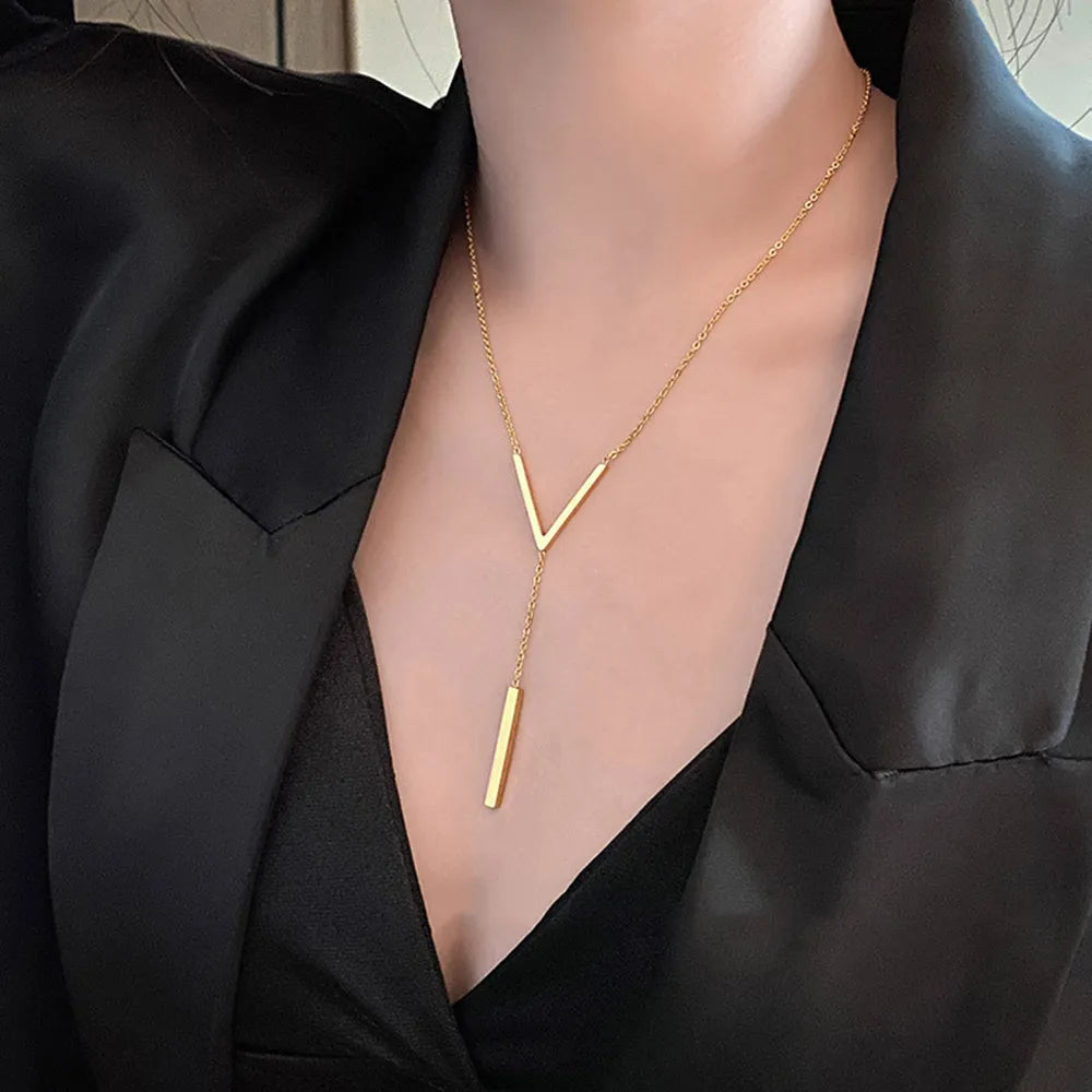 V-shaped Long Necklace